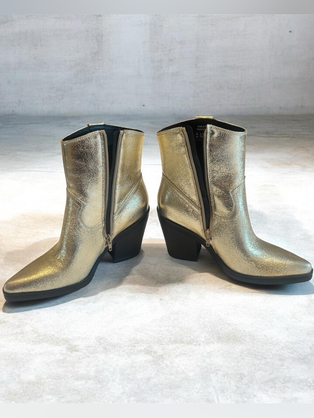 Metallic Gold Women’s Western Ankle Boots - Call it Spring - Size US 8 - New